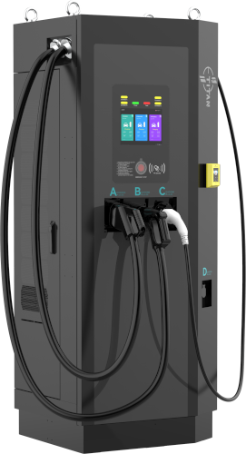 Seitenansicht links der Combo DC-Ladestation 60-120KW mit Display