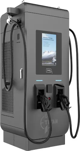 Seitenansicht rechts der Galaxy DC-Ladestation 180–240KW mit Display
