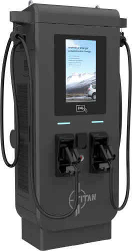 Seitenansicht rechts der Galaxy DC-Ladestation 60-120KW mit Display