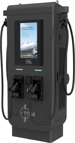 Seitenansicht links der Galaxy DC-Ladestation 60-120KW mit Display