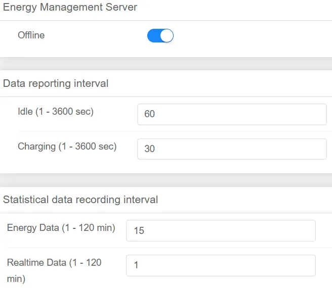 Benutzeroberfläche des Setup-Wizards mit Lastmanagement Einstellungen wie Backend Lastmanagement, Daten Intervall