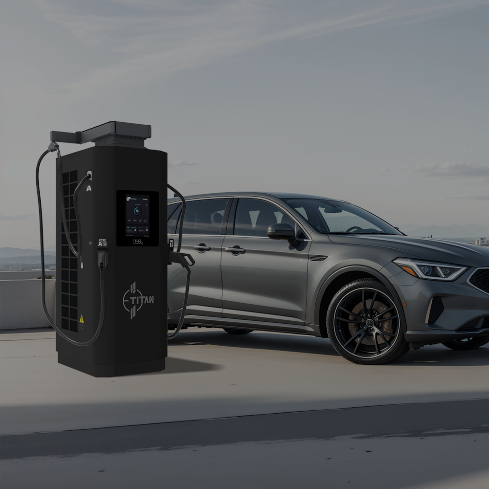 E-Titan DC-Schnellladestation mit Elektroauto, Gesamtlösung für Ladeinfrastruktur