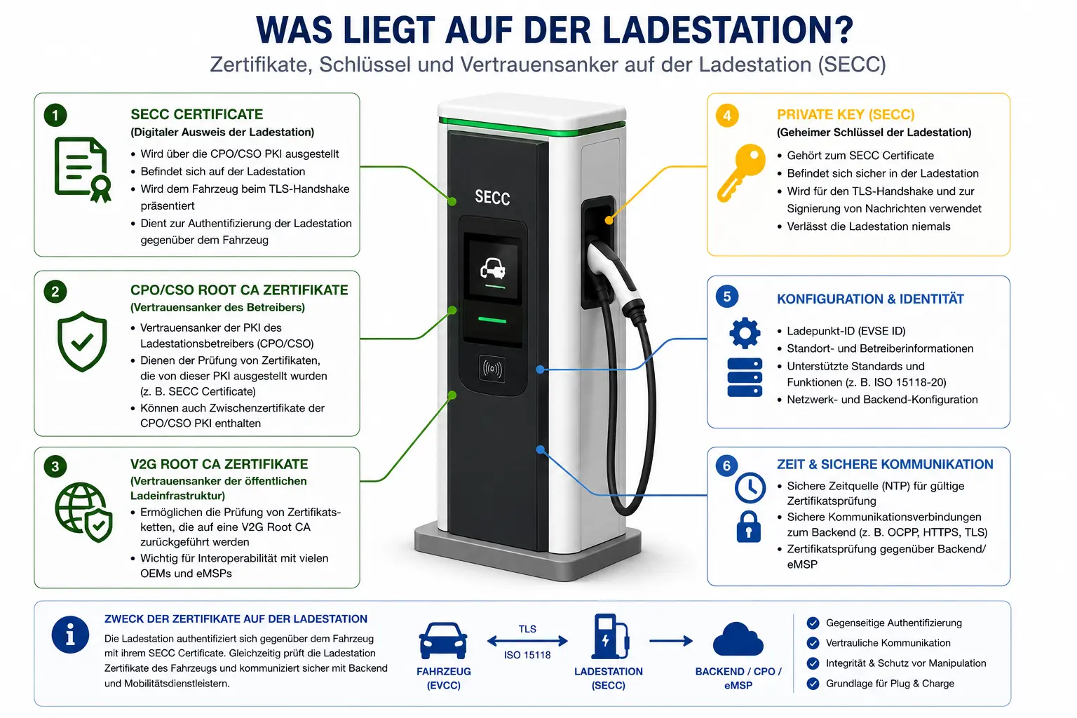 Darstellung der Zertifikate welches sich auf der Ladestation befinden